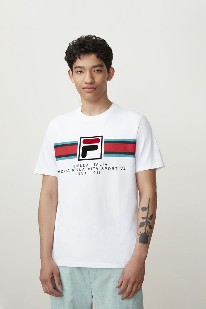 Fila T-Shirt Mens White - Mercedes - Philippines 5180423-DQ